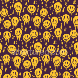 seamless Seamless 3D PBR Texture of Dripping Paint Happy Face Pattern in Yellow & Purple texture 8k free download PBR