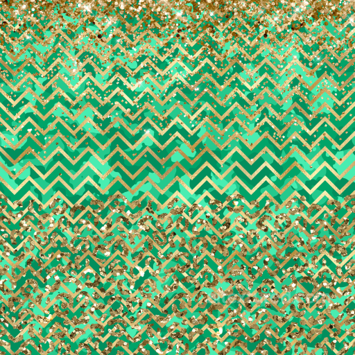 Patterned Gold Glitter and Green Zigzag Fabric Texture seamless St patrick PBR texture