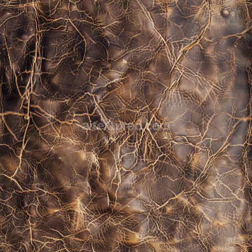 Seamless 3D PBR Texture of Vintage Cracked Brown Leather with Distinctive Grain and Wrinkles