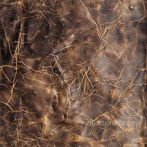 Vintage Cracked Brown Leather Seamless Texture with Distinctive Grain and Wrinkles seamless Leather PBR texture