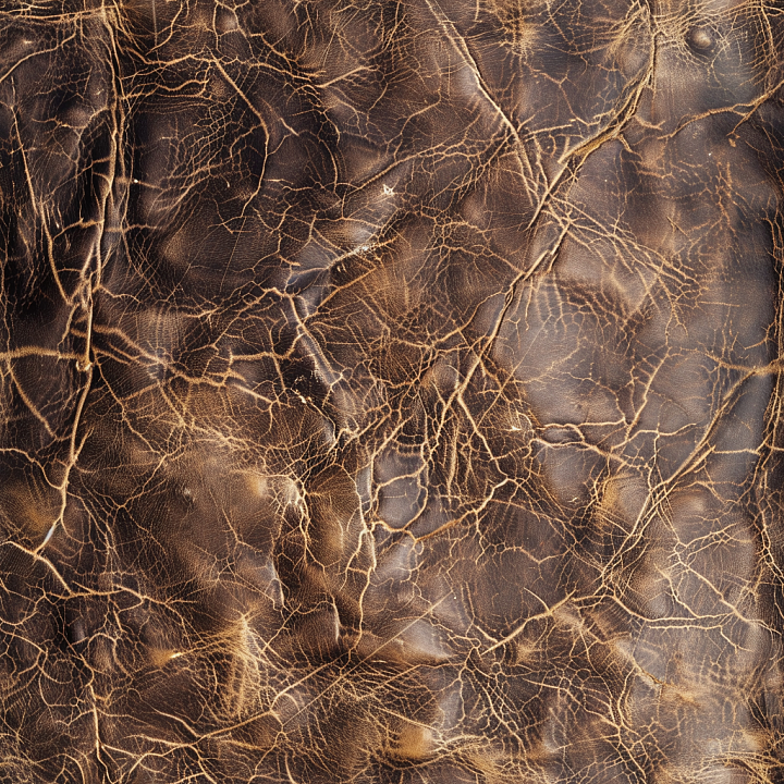 Vintage Cracked Brown Leather with Distinctive Grain and Wrinkles seamless PBR texture preview