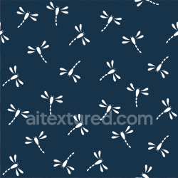 seamless Seamless 3D PBR Textile Texture Featuring White Dragonfly Pattern on Dark Blue Background texture 8k free download PBR