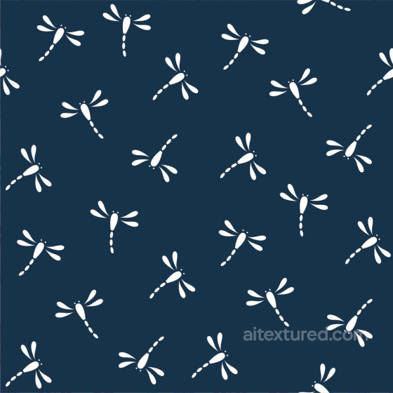 Textile Texture Featuring White Dragonfly Pattern on Dark Blue Background Dragonfly texture preview