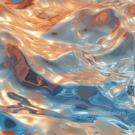 Water Texture of Smooth Abstract Liquid Surface with Metallic Warm and Cool Highlights seamless Water PBR texture