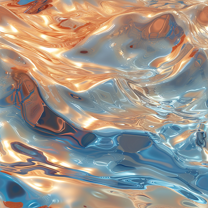 Water of Smooth Abstract Liquid Surface with Metallic Warm and Cool Hig… seamless PBR texture preview