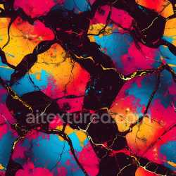 seamless Seamless 3D Cracked Surface PBR Texture Featuring Multicolor Vibrant Fractures texture 8k free download PBR