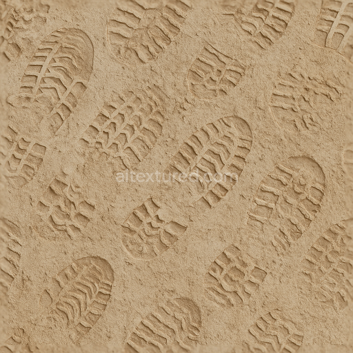 Seamless 3d texture pbr 8k of sneaker prints on dry dirt with footprint residue