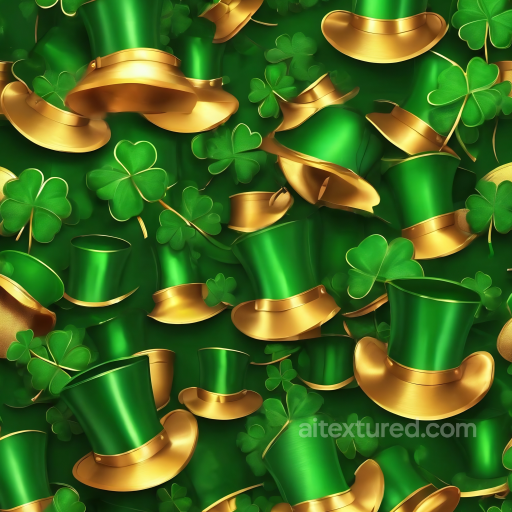 St Patrick Digital Paper Bundle Texture of Green & Gold St Patrick Hats and Shamrocks seamless St patrick digital paper bundle PBR texture