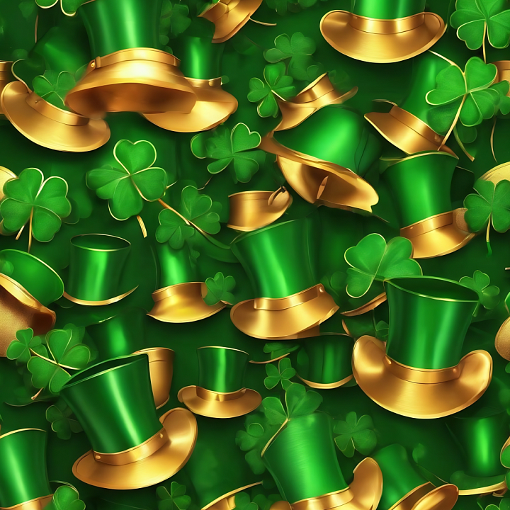 St Patrick Digital Paper Bundle of Green & Gold St Patrick Hats and Sha… seamless PBR texture preview