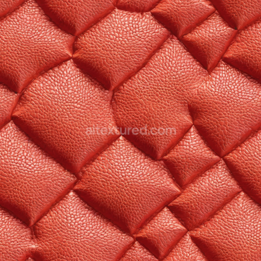 Seamless 3D PBR Quilted Red Pebbled Leather Texture with Padded Panels