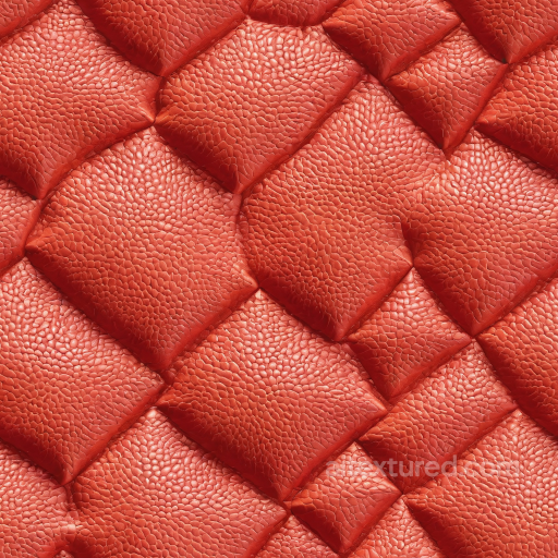 Quilted Red Pebbled Leather Texture with Padded Panels seamless Leather PBR texture