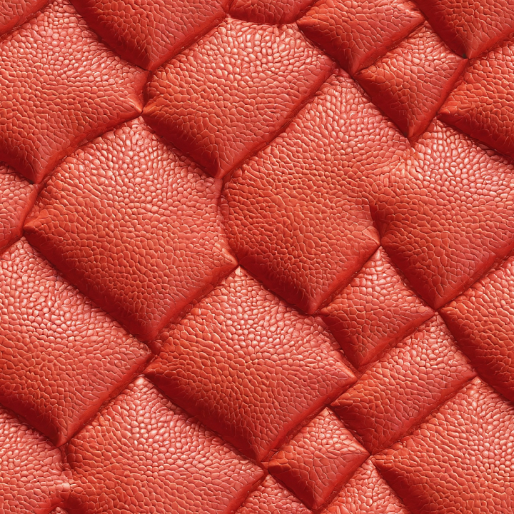 Quilted Red Pebbled Leather with Padded Panels seamless PBR texture preview
