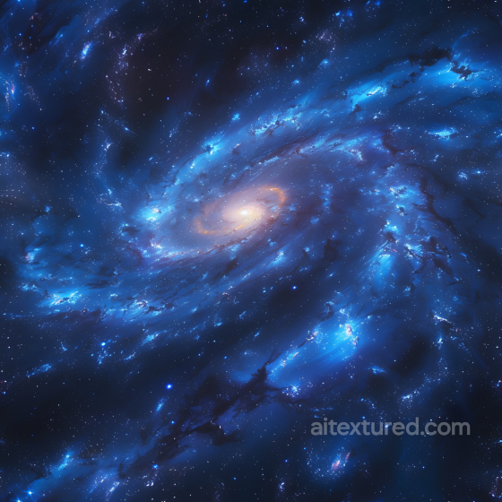 Space PBR Texture Featuring a Blue-Glowing Spiral Galaxy Nebula Star, space, planets texture preview