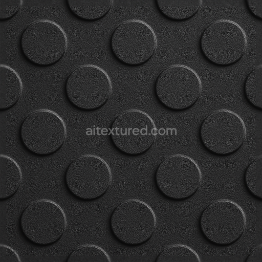 Seamless 3d texture pbr 8k tactile plate with embossed circles on matte black powder coated surface