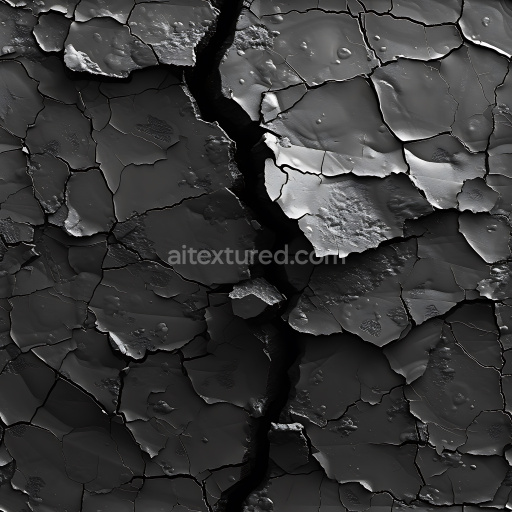 Seamless 3D Cracked Dry Earth PBR Texture with Deep Fractures and Flaked Surface