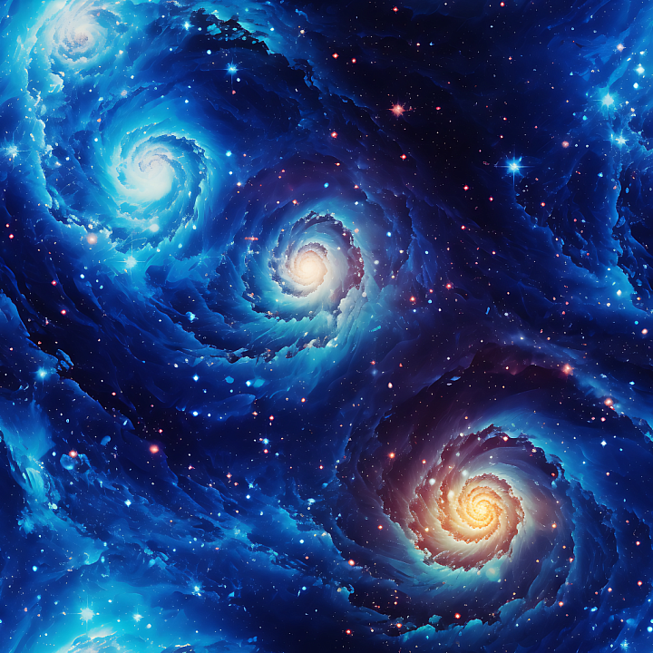 Space Featuring Vivid Spiral Galaxy Clouds and Starfield seamless PBR texture preview