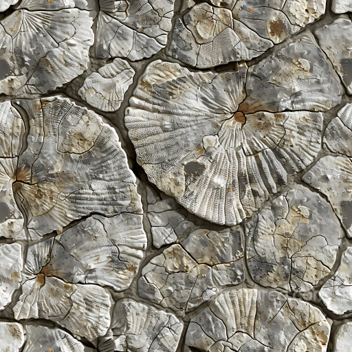 Fossil-Rich Weathered Stone Wall in Neutral Tones Seamless Texture seamless Stone PBR texture