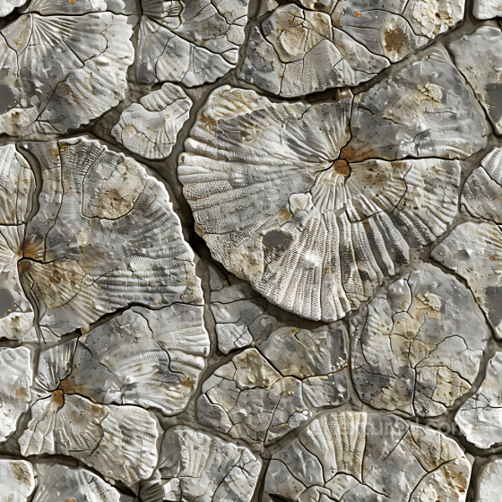 Fossil-Rich Weathered Stone Wall in Neutral Tones Seamless Texture Stone texture preview