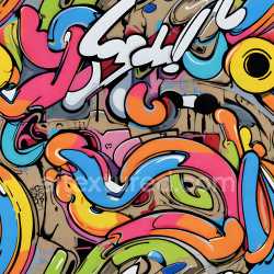 seamless Seamless 3D PBR Texture of Colorful Urban Graffiti with Abstract Paint Swirls texture 8k free download PBR