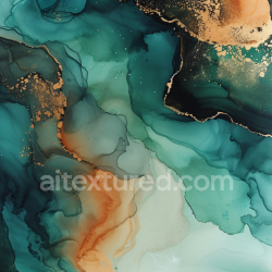 seamless Seamless 3D Alcohol Ink PBR Texture Featuring Teal Fluid Waves and Copper Veins texture 8k free download PBR