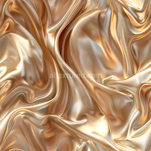 Seamless 3D PBR Texture of Glossy Golden Satin Fabric with Smooth Wrinkles