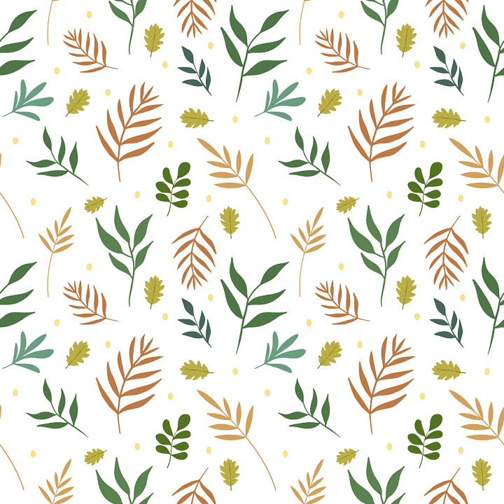 Pattern with Autumn Leaves Motifs in Warm Earthy Tones seamless PBR texture preview