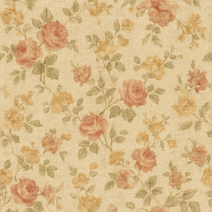Vintage Floral Wallpaper With Textured Linen Weave seamless PBR texture preview