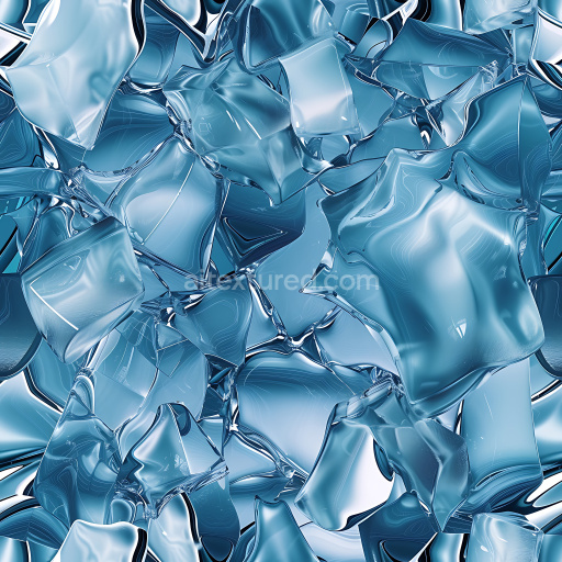 Seamless 3D Fractured Glass PBR Texture with Glossy Blue Shards and Cracks