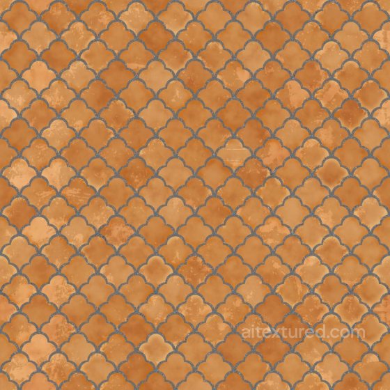 Fan Shaped Terracotta Tile Texture | Free PBR Tile texture preview