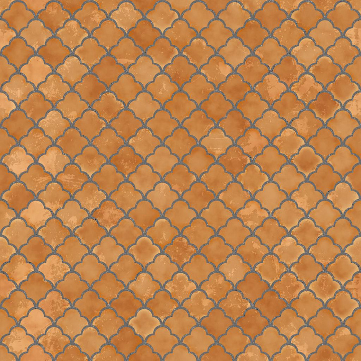 Fan Shaped Terracotta Tile seamless PBR texture preview