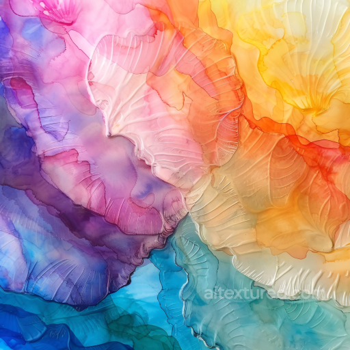 Alcohol Ink PBR Texture Featuring Vibrant Multicolor Fluid Layers and Organic Flow seamless Alcohol ink PBR texture