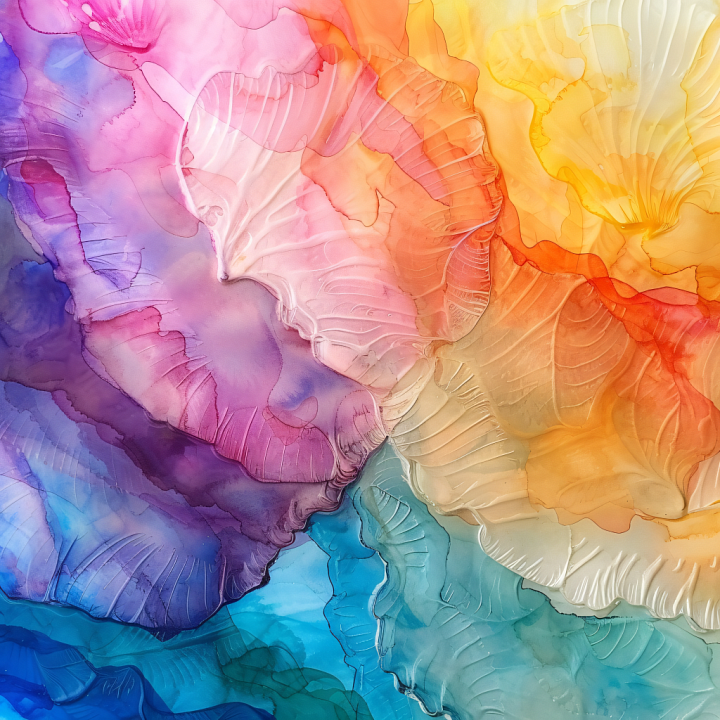Alcohol Ink Featuring Vibrant Multicolor Fluid Layers and Organic Flow seamless PBR texture preview