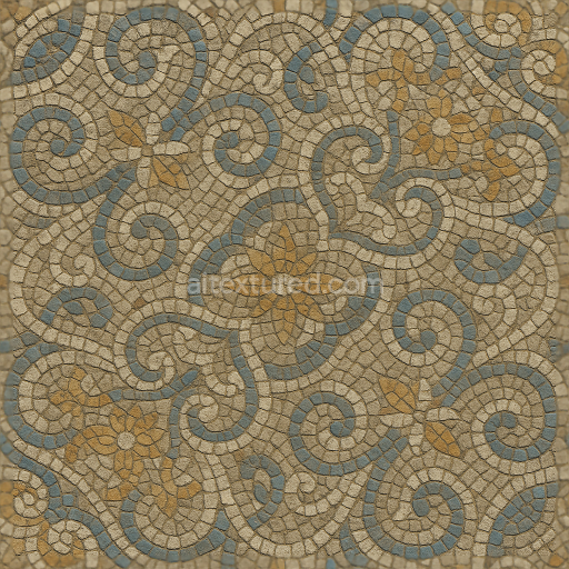 Seamless 3d texture pbr 8k tesserae mosaic tiles with intricate details and aged grout lines finish