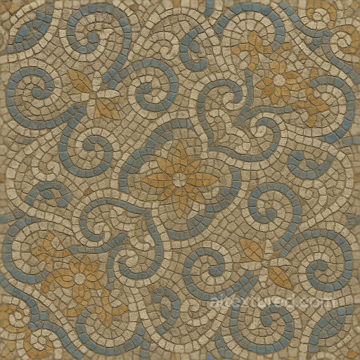 Tesserae Mosaic Tiles With Intricate Details And Aged Grout Lines Finish seamless Mosaic PBR texture
