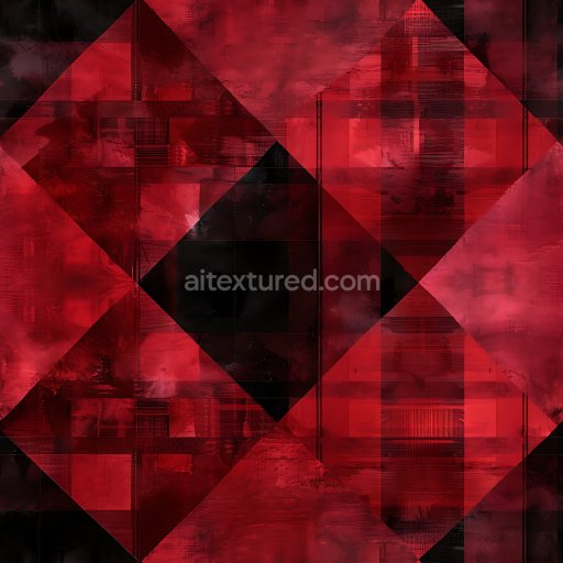 Seamless 3D Painted Metal PBR Texture with Red and Black Geometric Panels