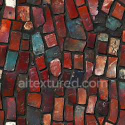 seamless Seamless 3D Cracked Red Brick Wall PBR Texture with Multi-Colored Broken Tiles texture 8k free download PBR