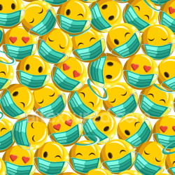 seamless Seamless 3D PBR Texture of Smiling Yellow Emojis with Face Masks Pattern texture 8k free download PBR