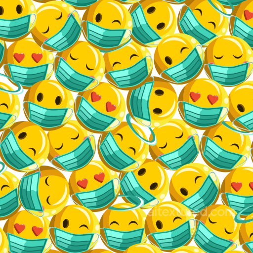 Happy Face Pattern Texture of Smiling Yellow Emojis with Face Masks Pattern seamless Happy Face pattern PBR texture