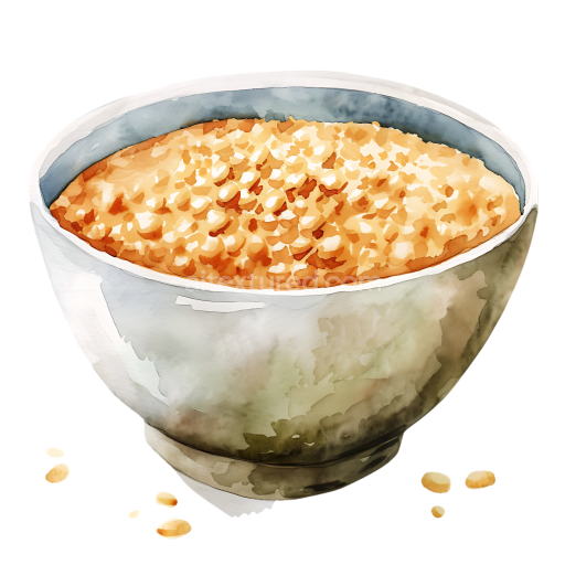 Watercolor Farro Porridge Bowl Breakfast Illustration with Cozy Tones