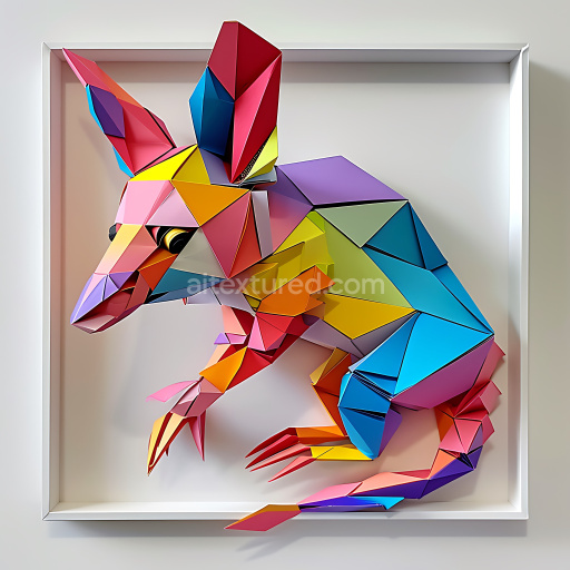 Seamless 3D PBR Texture Featuring Origami-Inspired Multicolor Bandicoot Pattern