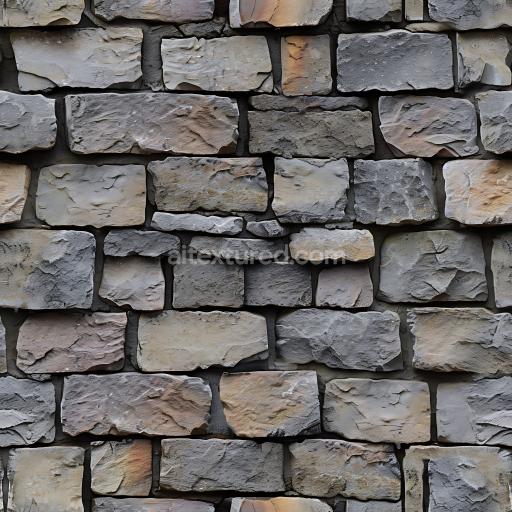 Seamless 3D Weathered Stone Wall PBR Texture with Natural Erosion and Varied Gray-Brown Tones