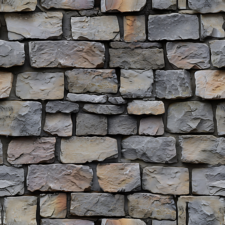 Weathered Stone Wall with Natural Erosion and Varied Gray-Brown Tones seamless PBR texture preview