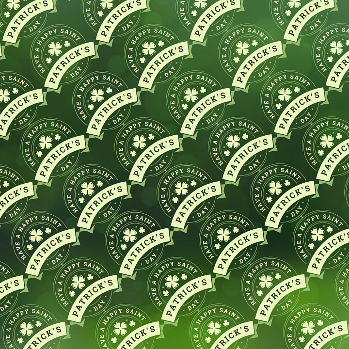 with Green Saint Patrick's Day Emblems and Labels seamless PBR texture preview