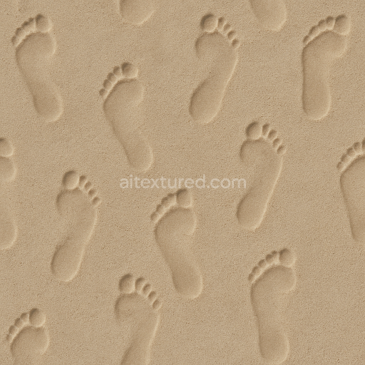 Seamless 3d texture pbr 8k barefoot marks in fine sand with smooth surface finish