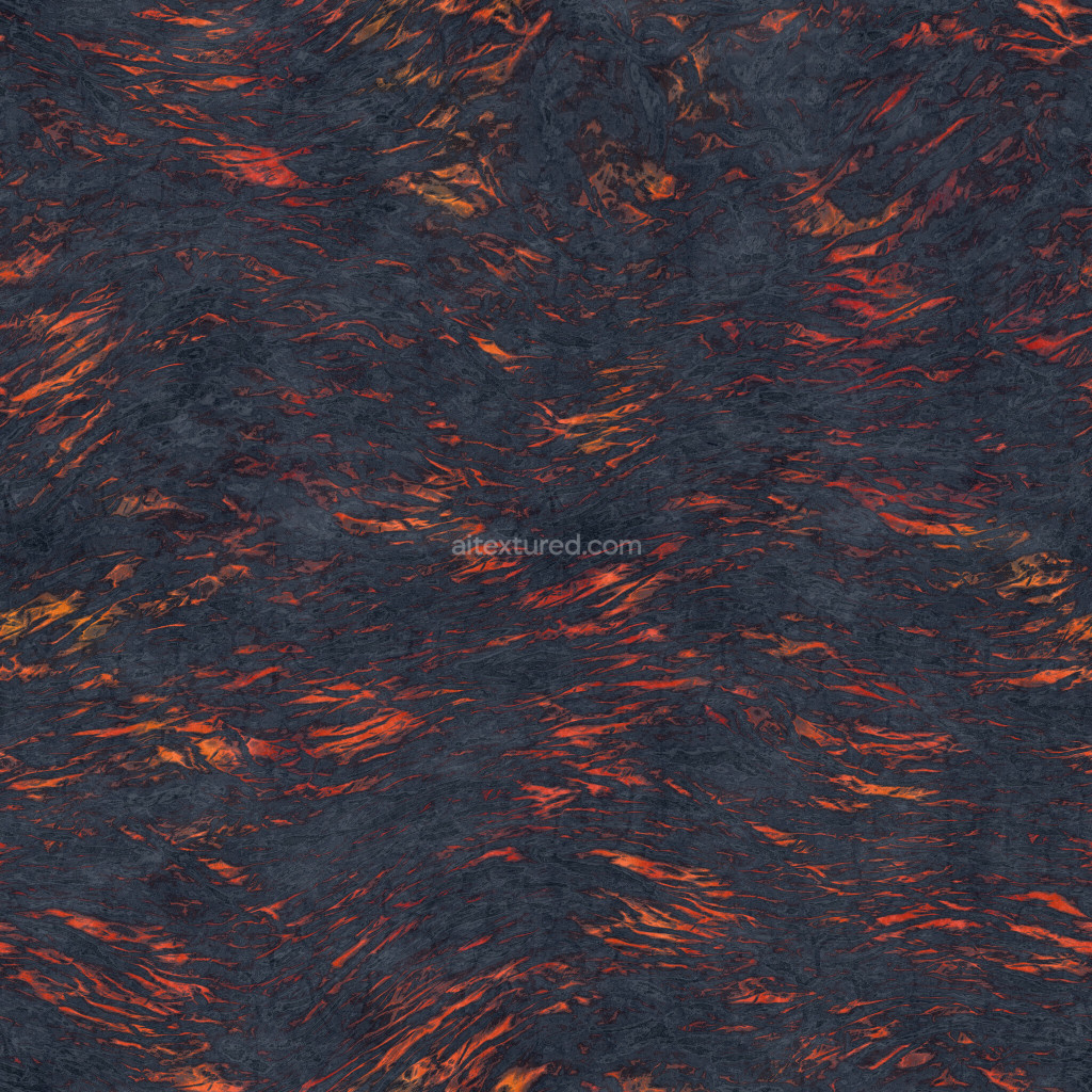 Seamless lava PBR texture with dark and fiery patterns