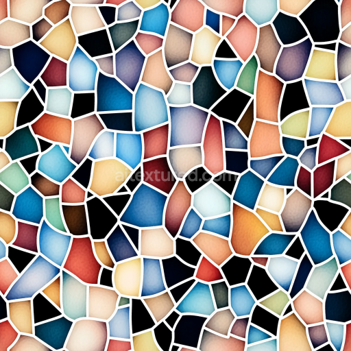Seamless 3D Mosaic PBR Texture with Multicolor Irregular Ceramic Tiles texture preview