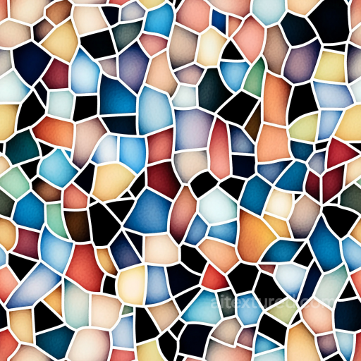 Mosaic PBR Texture with Multicolor Irregular Ceramic Tiles seamless Mosaic PBR texture