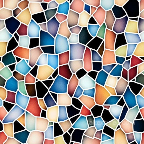 Mosaic PBR Texture with Multicolor Irregular Ceramic Tiles Mosaic texture preview