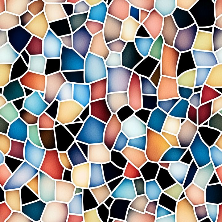 Mosaic with Multicolor Irregular Ceramic Tiles seamless PBR texture preview