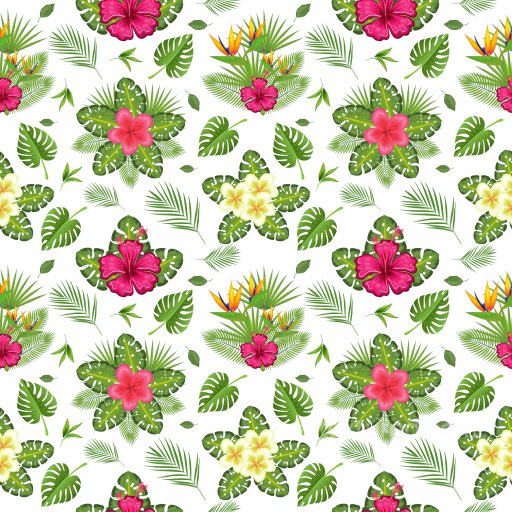 Pattern PBR Texture Featuring Vibrant Tropical Floral Clusters and Lush Greenery seamless Pattern Bundle PBR texture
